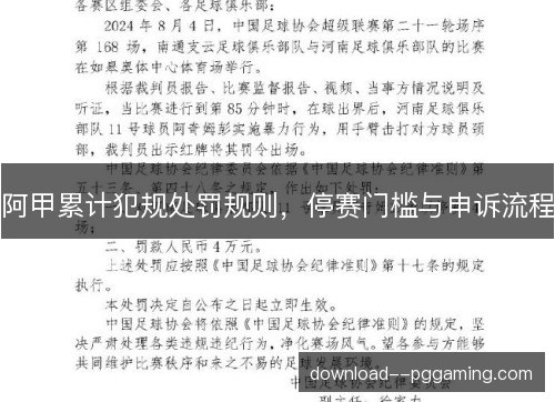 阿甲累计犯规处罚规则,停赛门槛与申诉流程 阿甲累计犯规处罚规则,停赛门槛与申诉流程